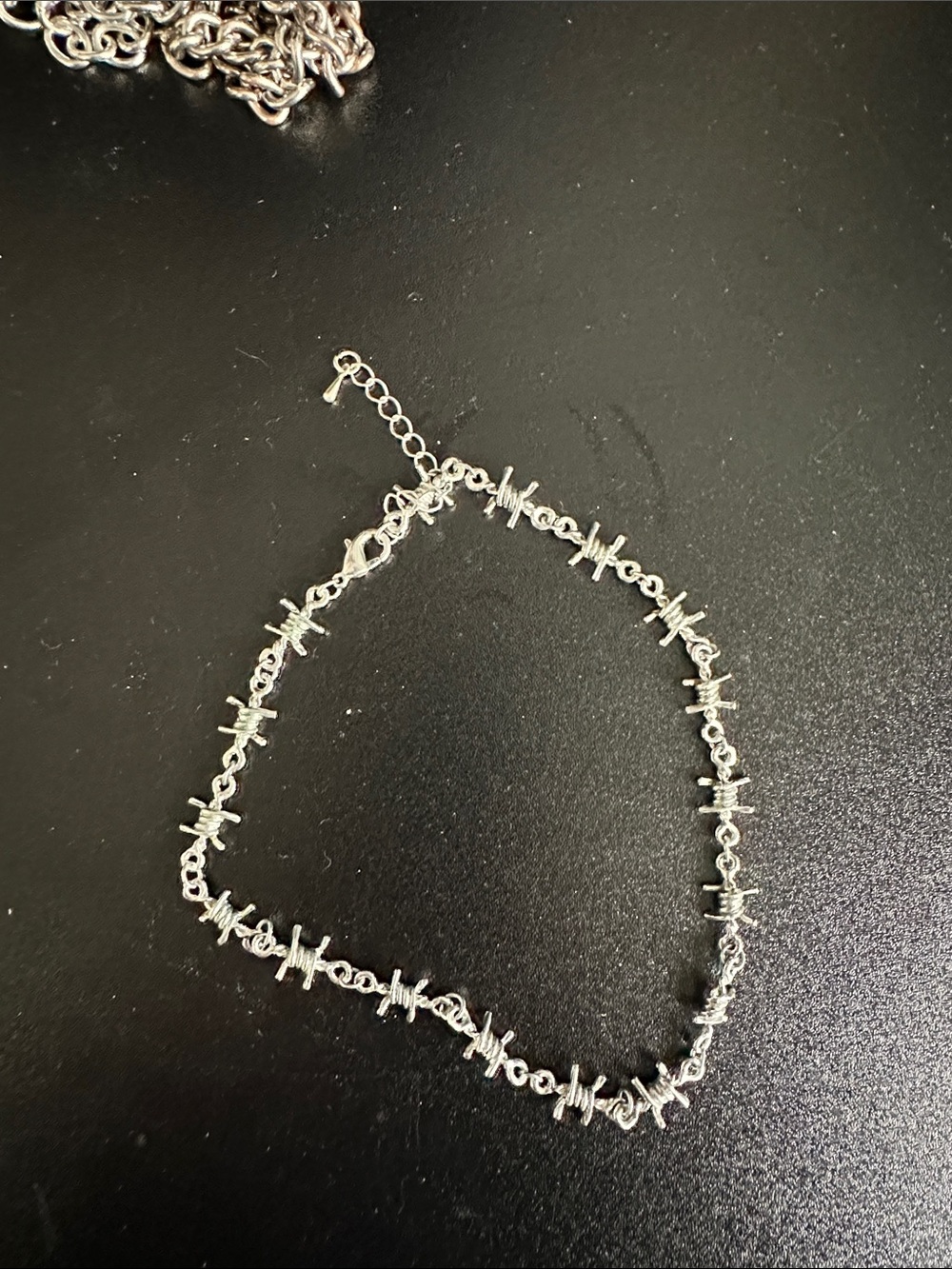 Silver Barbed Wire Choker Necklace - Women's Jewelry